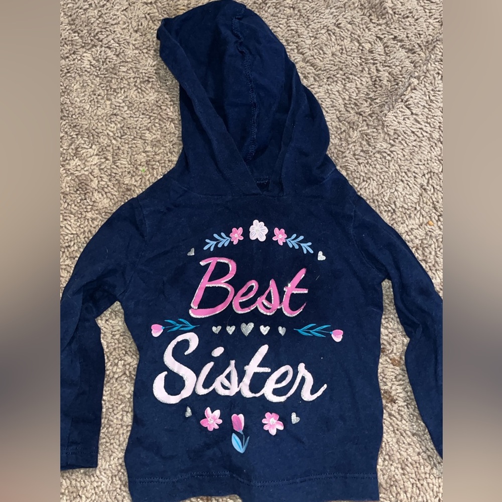 Navy blue best sister hooded shirt